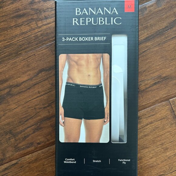 Banana Republic mens 3 pack black boxer briefs size M medium NEW in box - Picture 3 of 4